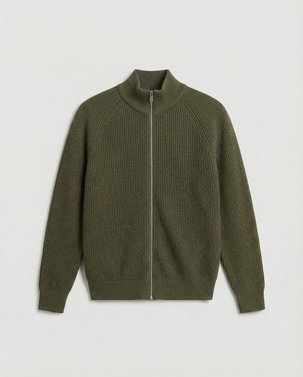 Wool Knit Zipper (Olive Green)