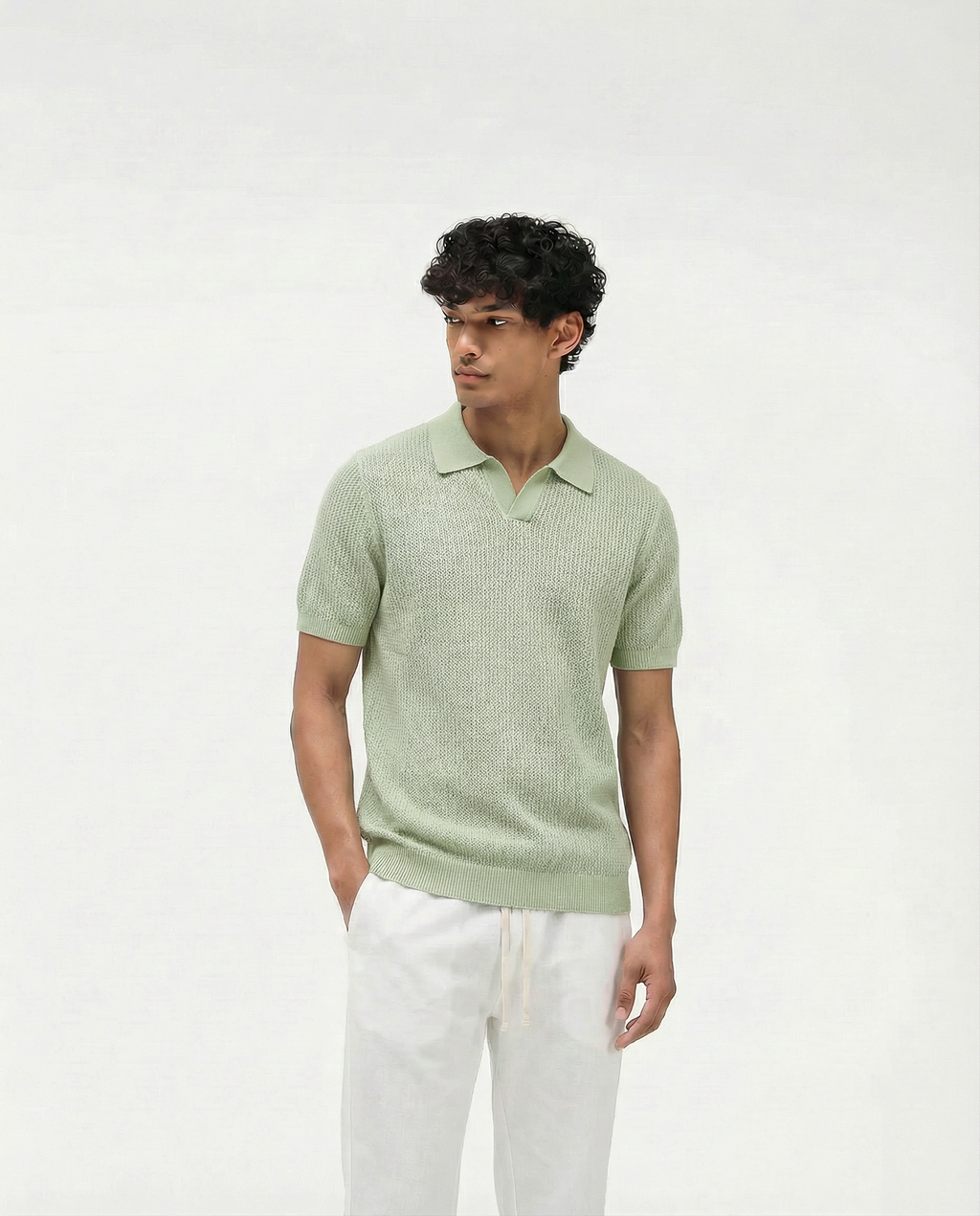 Woven Knit Polo (Mint)