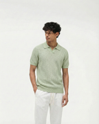 Woven Knit Polo (Mint)