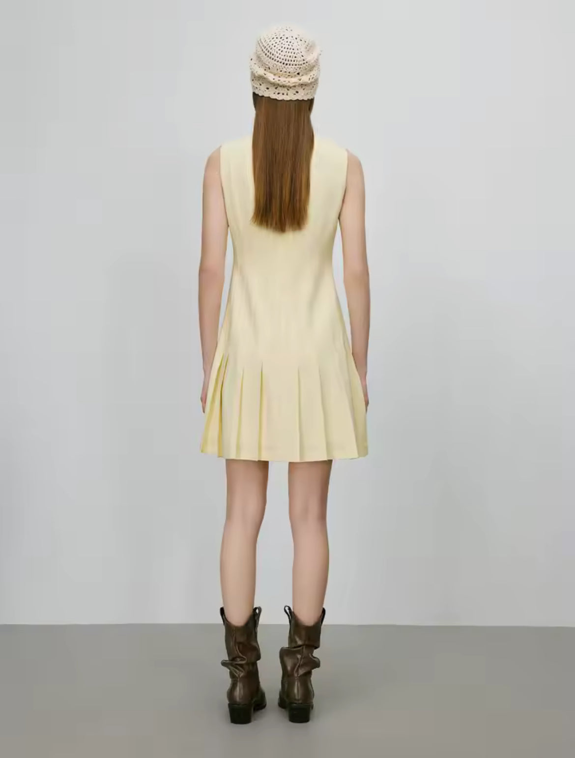 Pleated Dress (Butter Yellow)