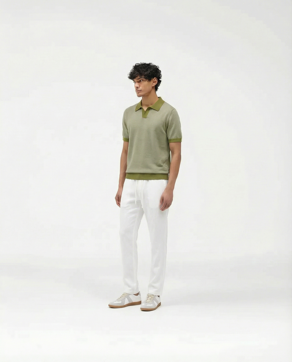 Contrast Polo (Sage Olive)