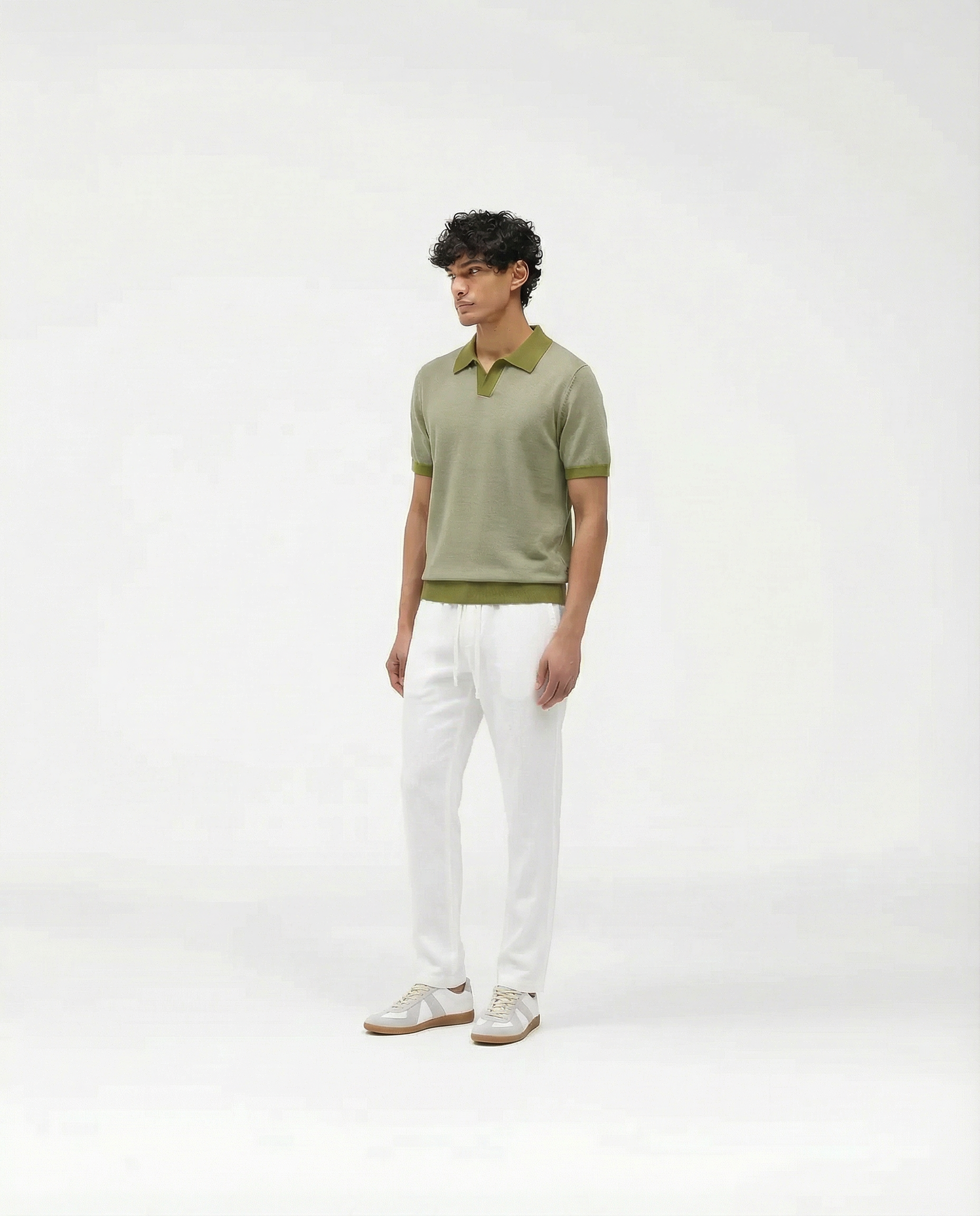 Contrast Polo (Sage Olive)