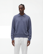 Luxe polo lange mouw (blauw)