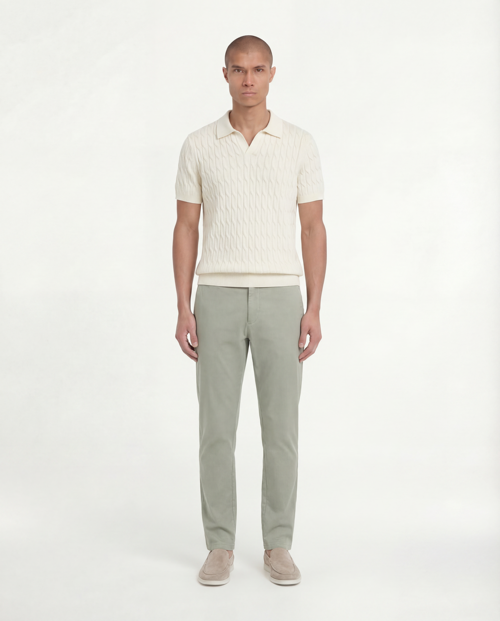 Patterned Polo (White)