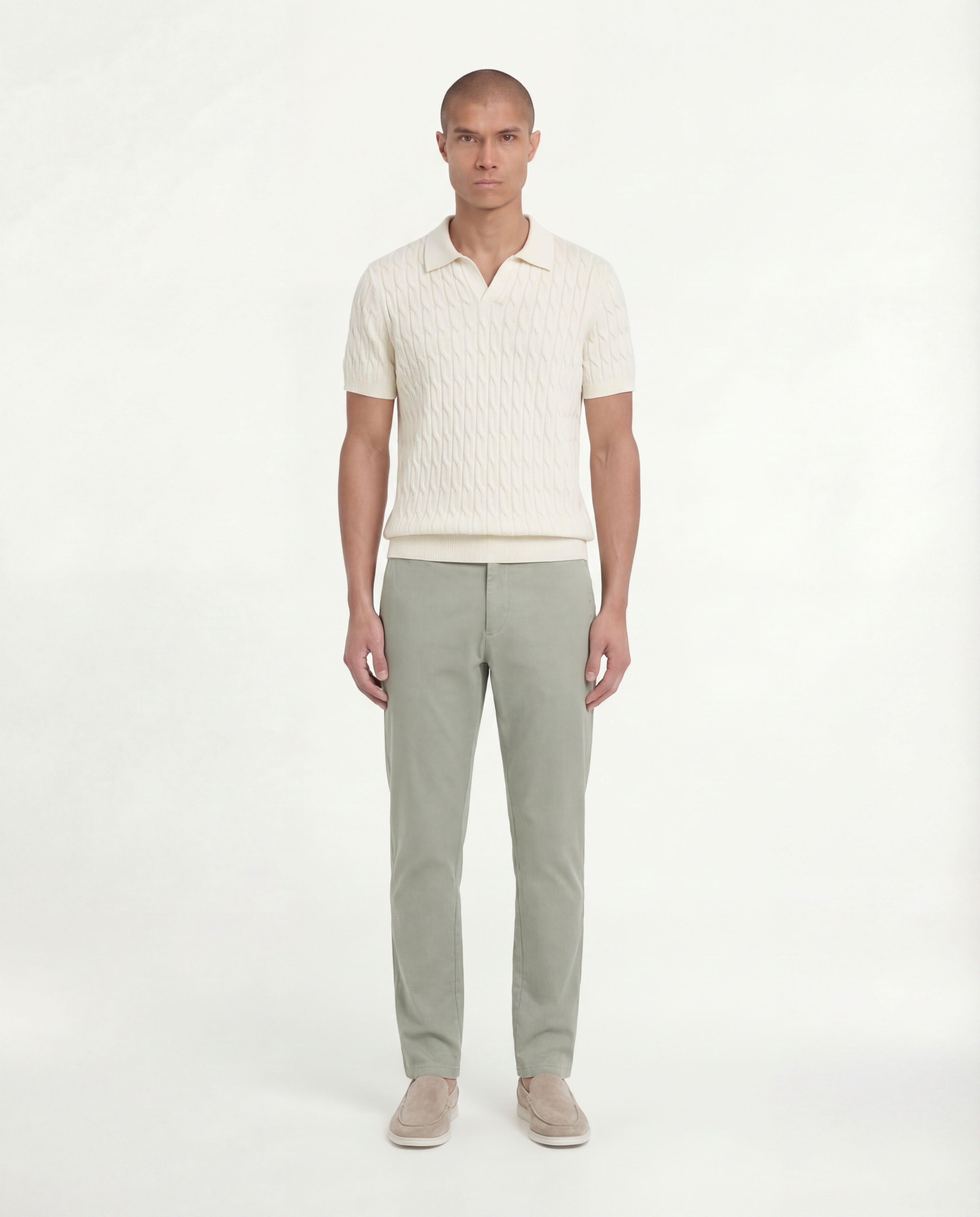 Patterned Polo (White)