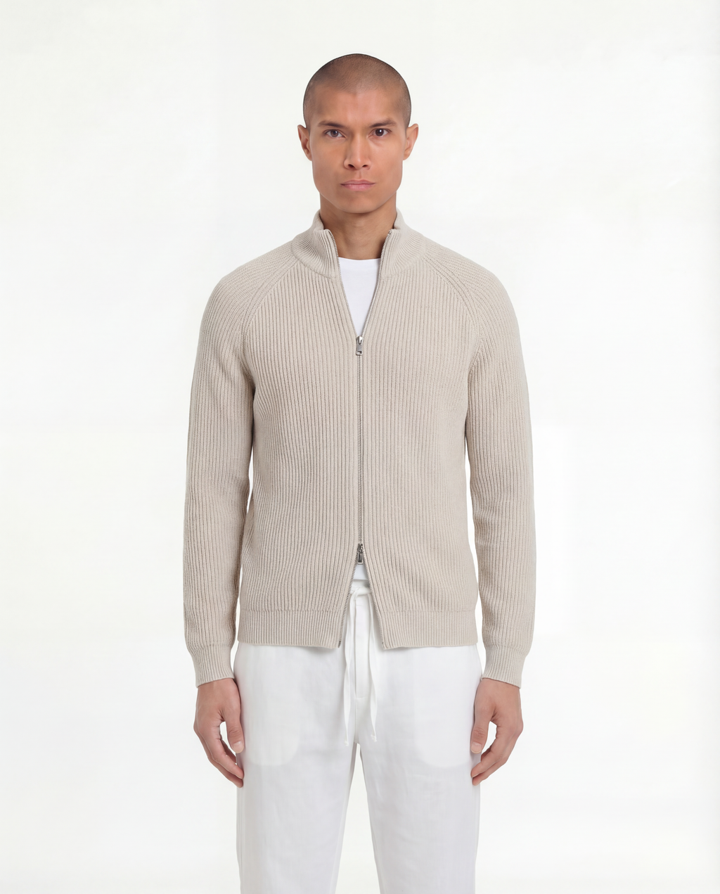 Wool Knit Zipper (Beige)