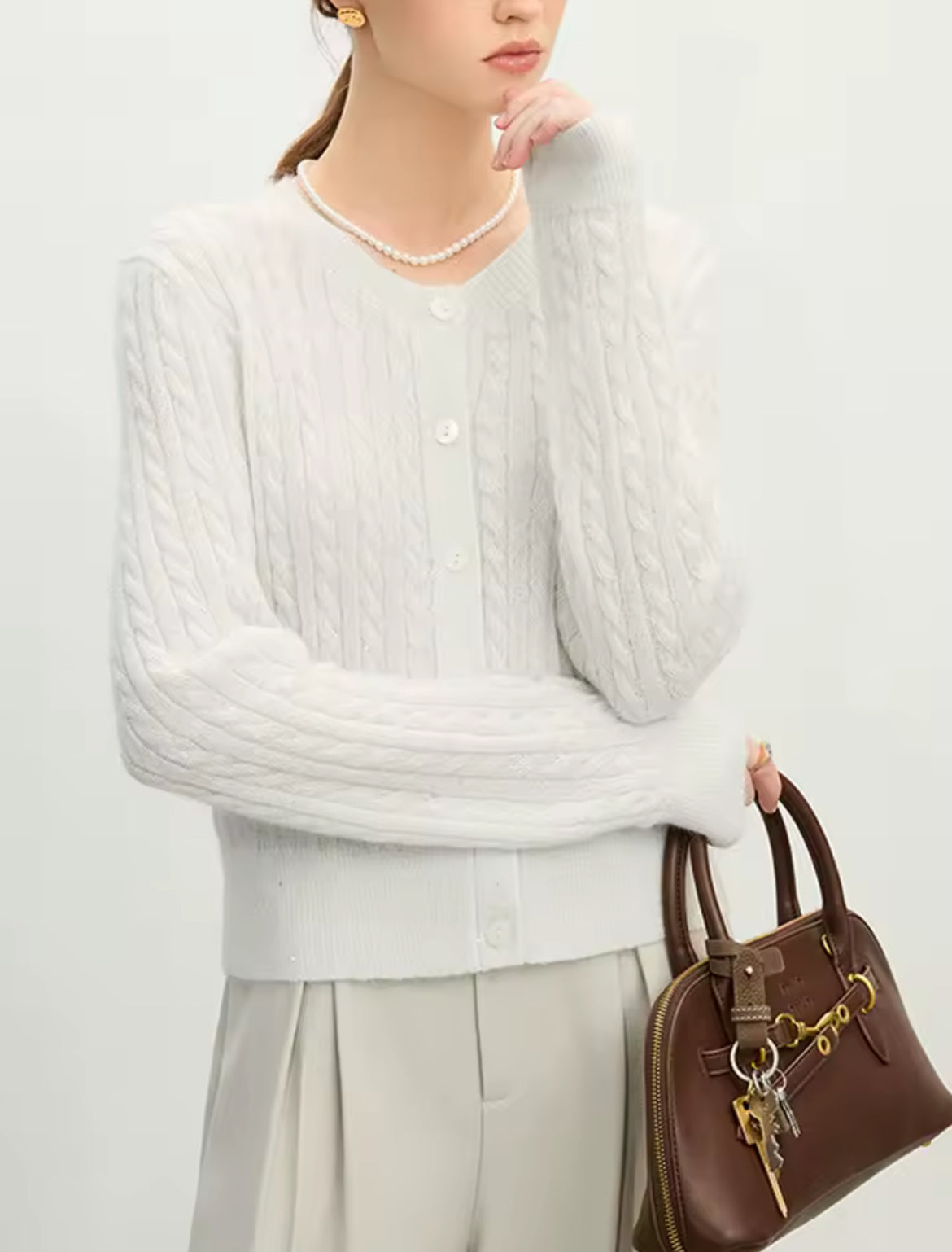 Knit Cardigan (Cream)