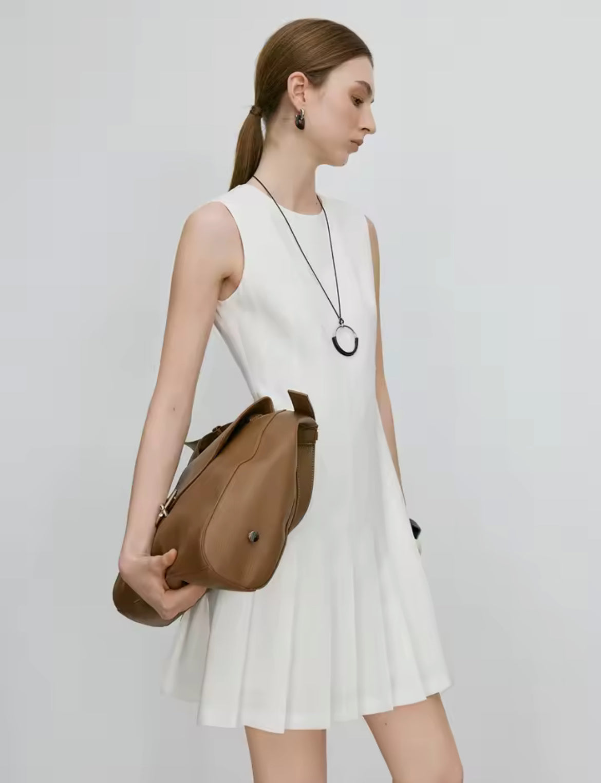 Pleated Dress (White)