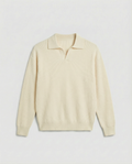 Knit Long Sleeve Polo (Beige)