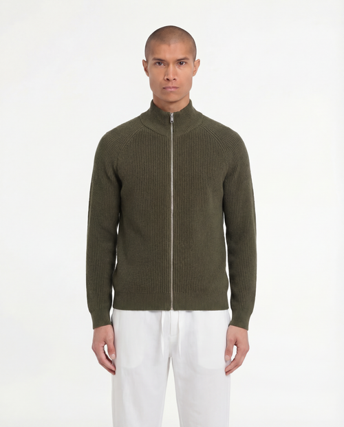 Wool Knit Zipper (Olive Green)
