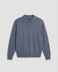 Luxe polo lange mouw (blauw)