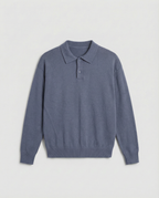 Luxe polo lange mouw (blauw)