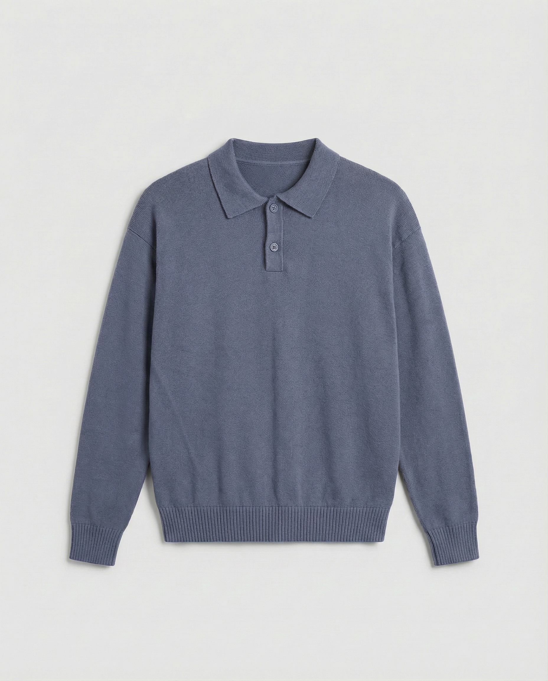 Luxe polo lange mouw (blauw)