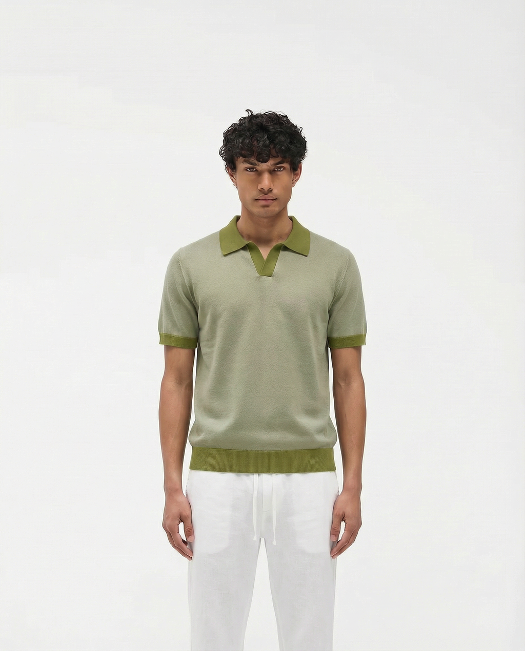 Contrast Polo (Sage Olive)