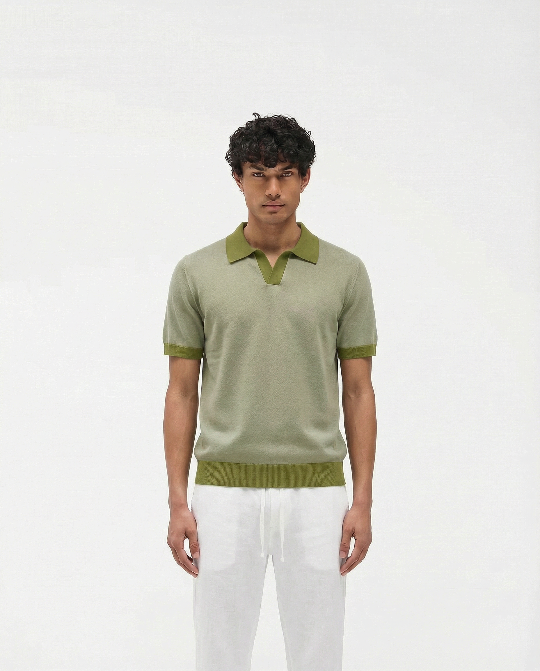 Contrast Polo (Sage Olive)