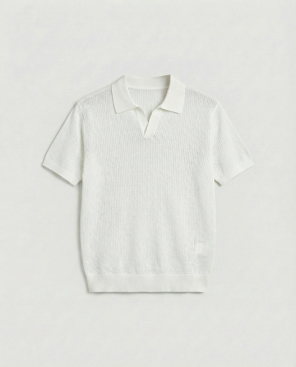 Woven Knit Polo (White)