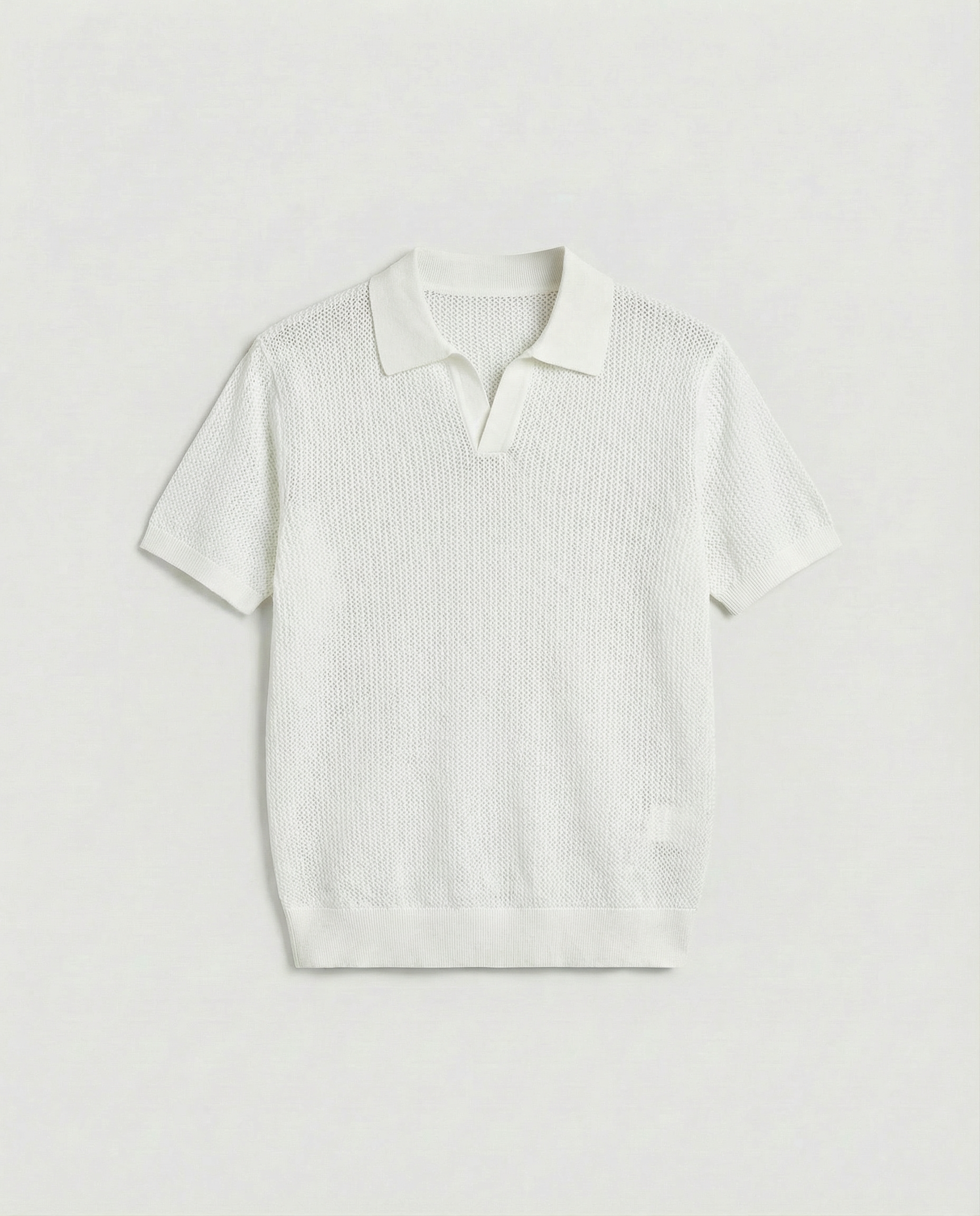 Woven Knit Polo (White)