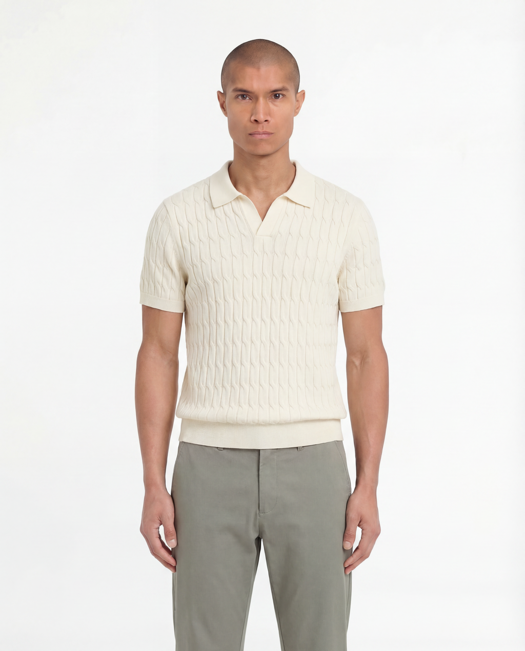 Patterned Polo (White)