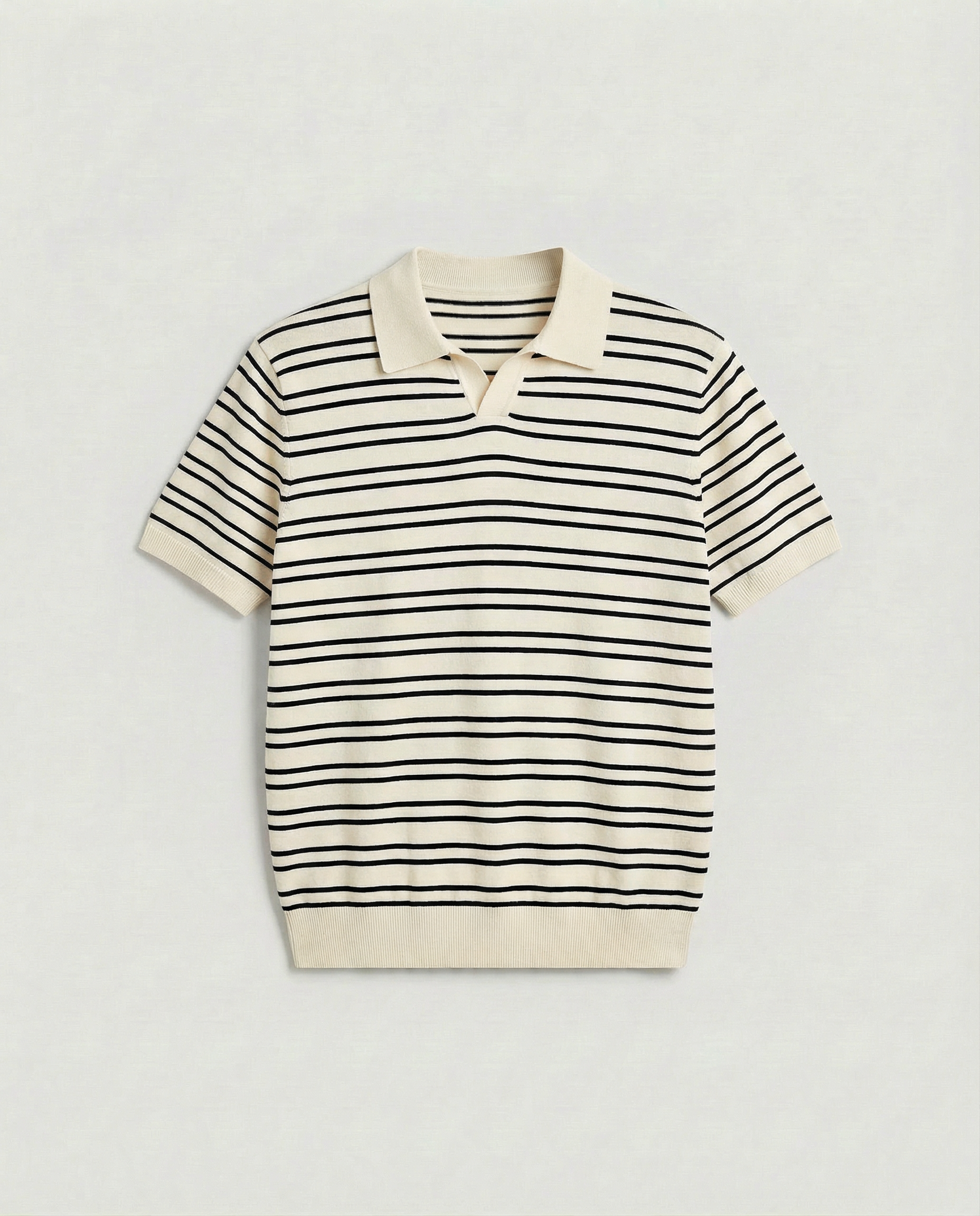 Polo texturé rayé (crème)
