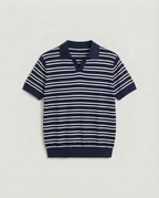 Gestreepte textuur poloshirt (marine)
