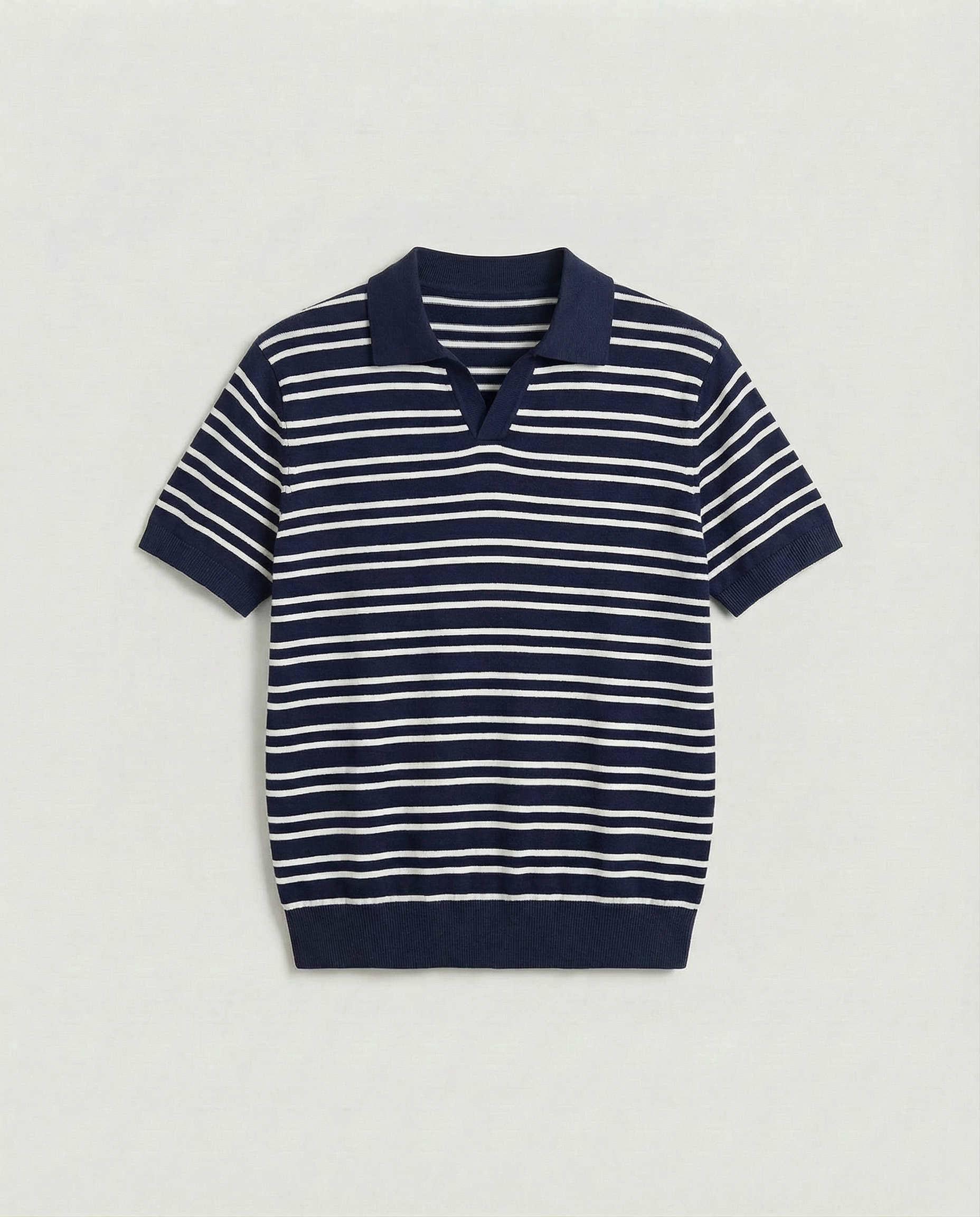 Gestreepte textuur poloshirt (marine)